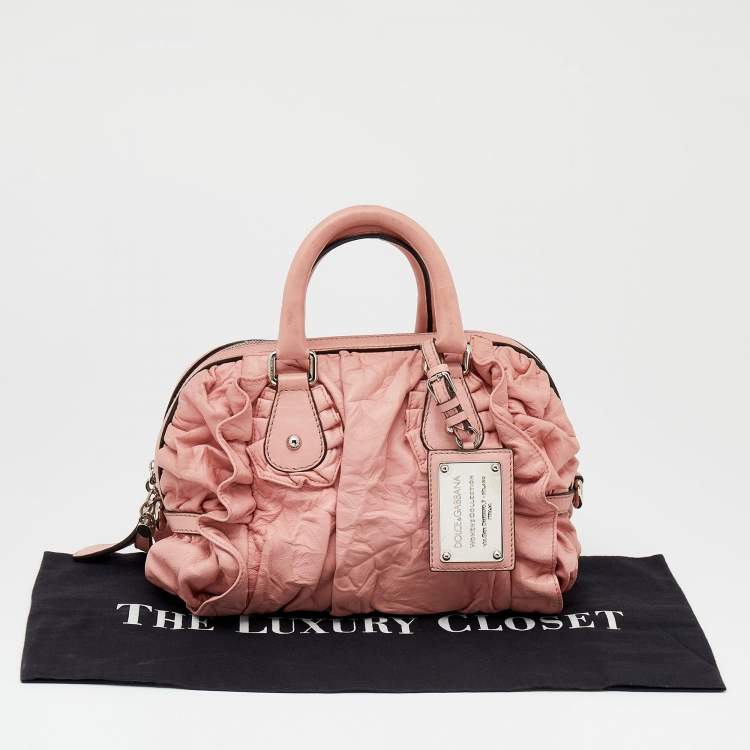 Pre Owned Dolce & Gabbana Pink Leather Miss Rouche Satchel