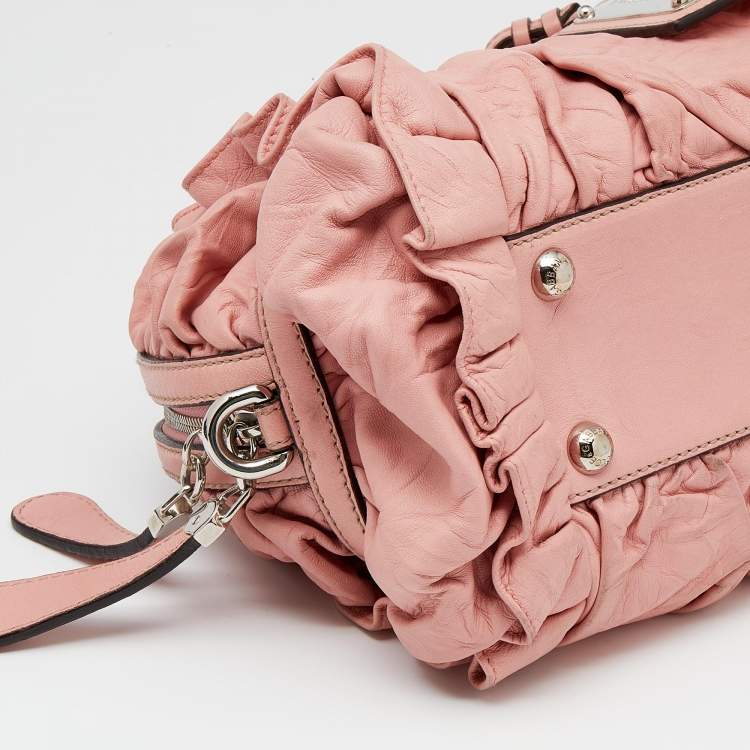 Pre Owned Dolce & Gabbana Pink Leather Miss Rouche Satchel