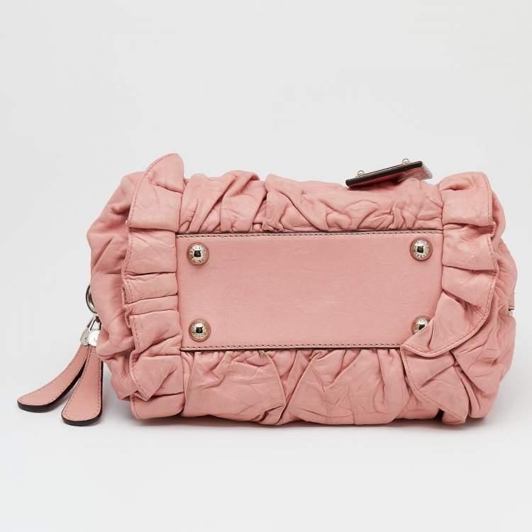 Pre Owned Dolce & Gabbana Pink Leather Miss Rouche Satchel
