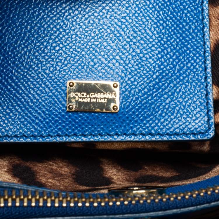 Pre Owned Dolce and Gabbana Blue Leather Miss Sicily Shopper Tote