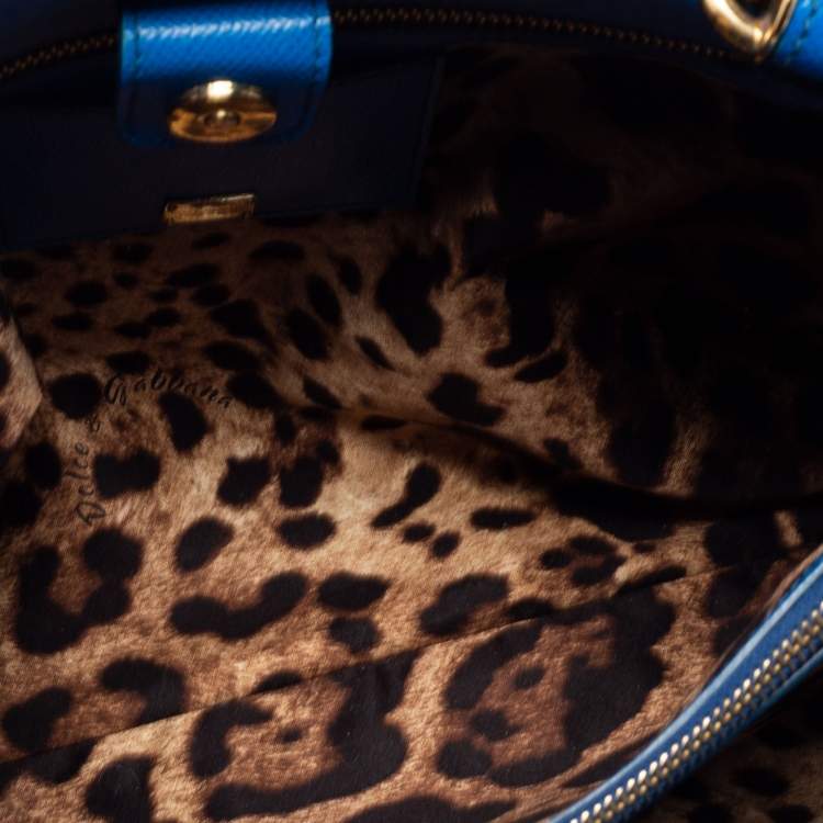 Pre Owned Dolce and Gabbana Blue Leather Miss Sicily Shopper Tote
