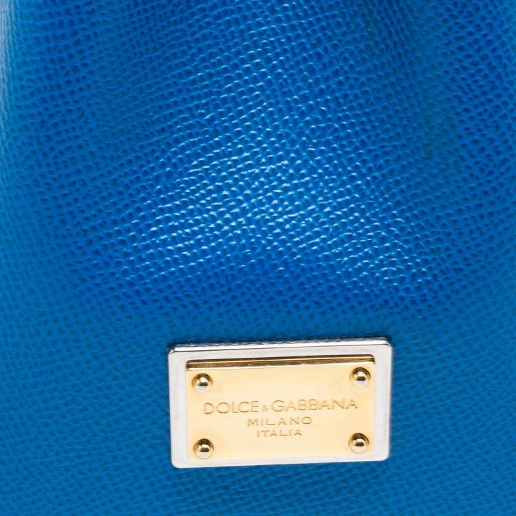 Pre Owned Dolce and Gabbana Blue Leather Miss Sicily Shopper Tote
