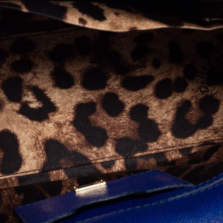 Pre Owned Dolce & Gabbana Blue Leather Medium Miss Sicily Top Handle Bag