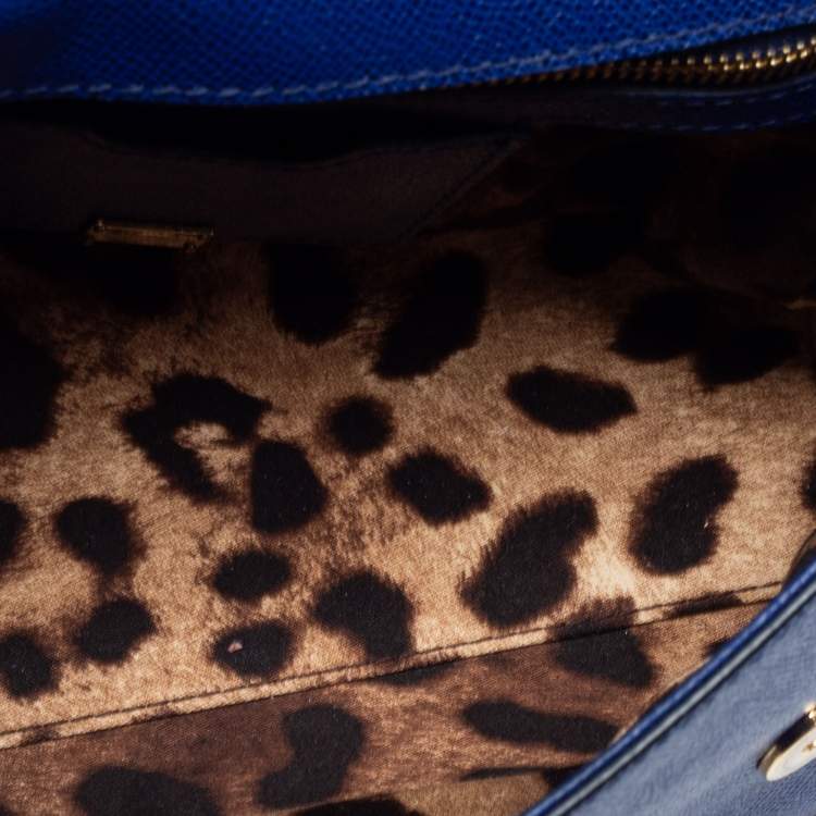 Pre Owned Dolce & Gabbana Blue Leather Medium Miss Sicily Top Handle Bag
