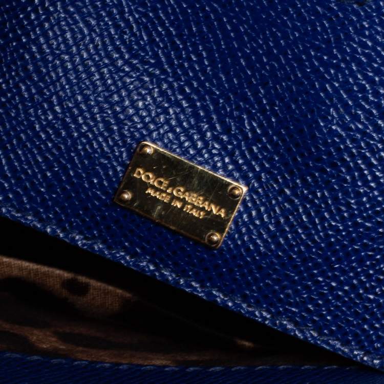 Pre Owned Dolce & Gabbana Blue Leather Medium Miss Sicily Top Handle Bag
