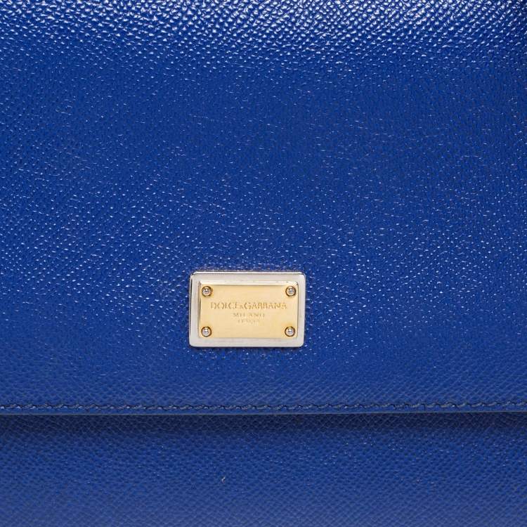 Pre Owned Dolce & Gabbana Blue Leather Medium Miss Sicily Top Handle Bag