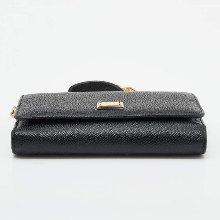 Pre Owned Dolce & Gabbana Black Leather Miss Sicily Von Smartphone Bag