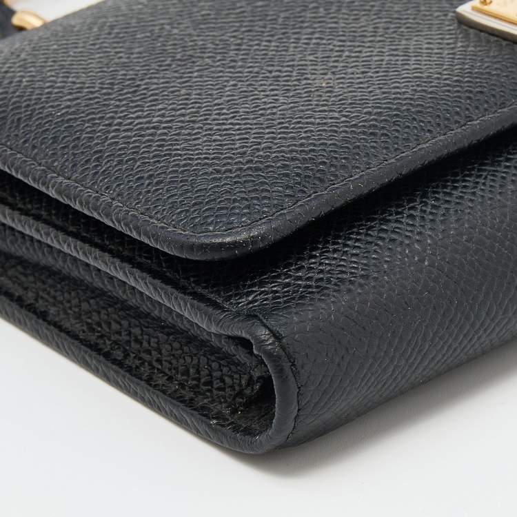 Pre Owned Dolce & Gabbana Black Leather Miss Sicily Von Smartphone Bag