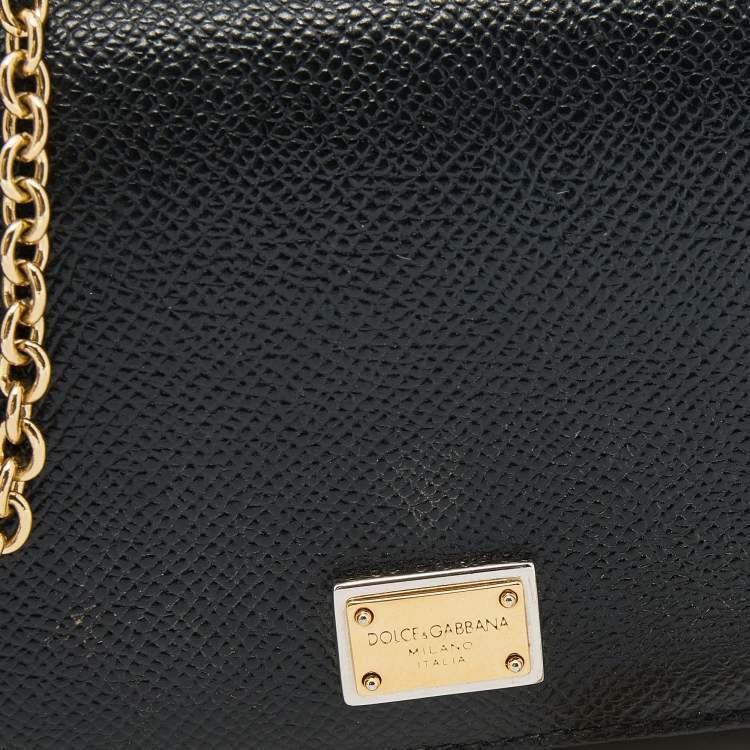 Pre Owned Dolce & Gabbana Black Leather Miss Sicily Von Smartphone Bag