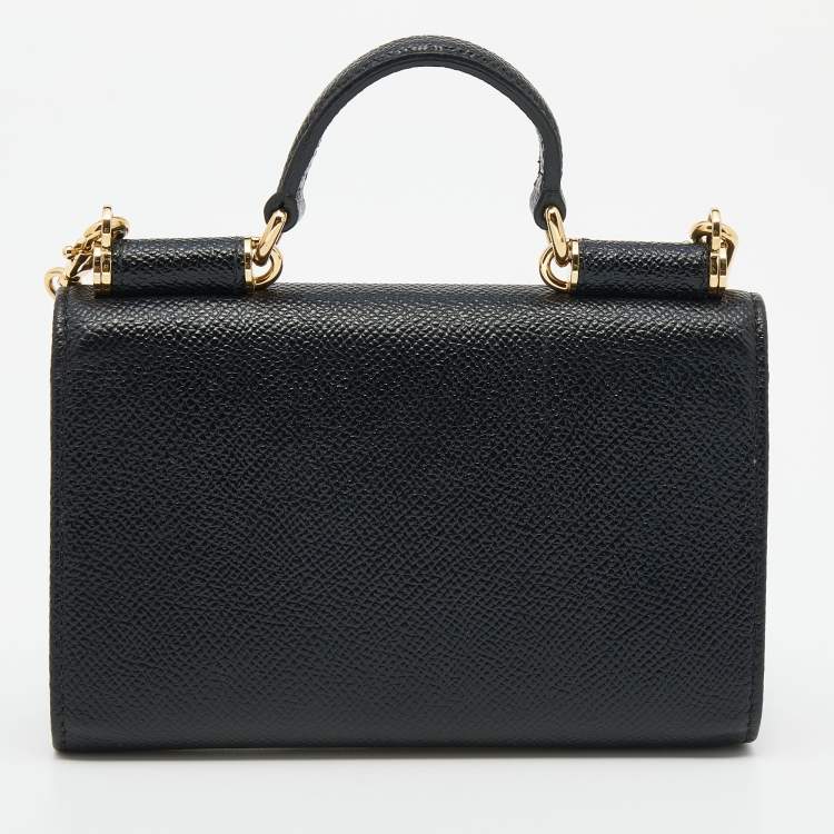 Pre Owned Dolce & Gabbana Black Leather Miss Sicily Von Smartphone Bag