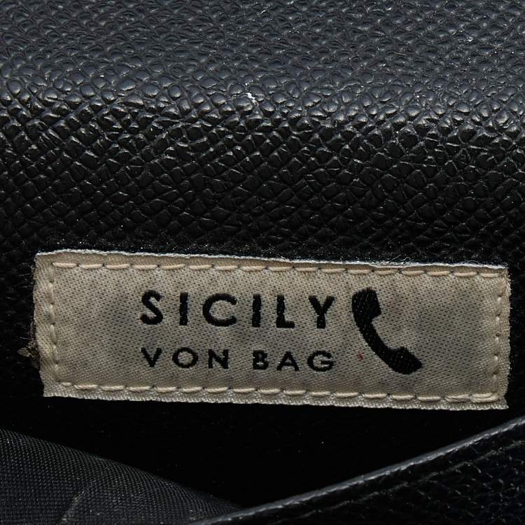 Pre Owned Dolce & Gabbana Black Leather Miss Sicily Von Smartphone Bag