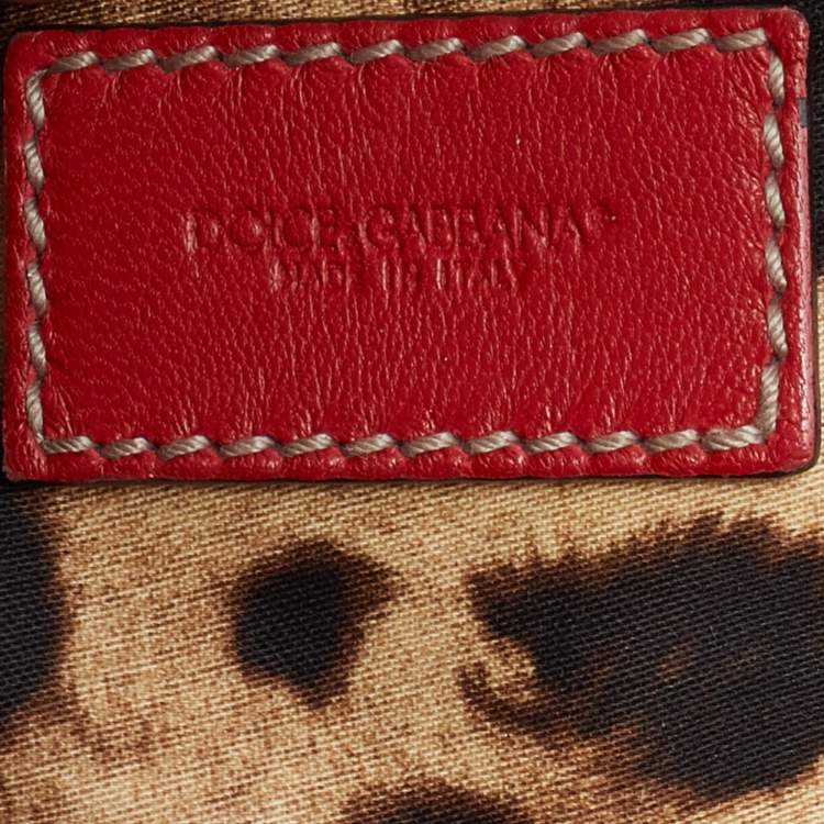 Pre Owned Dolce & Gabbana Red Pleated Leather Large Miss Sicily Top Handle Bag
