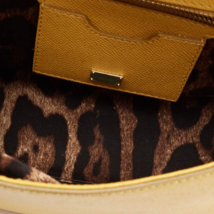 Pre Owned Dolce & Gabbana Yellow Leather Medium Miss Sicily Top Handle Bag