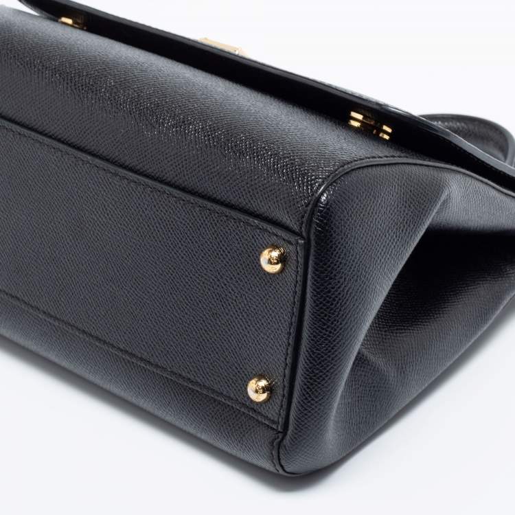 Pre Owned Dolce & Gabbana Black Leather Medium Miss Sicily Top Handle Bag