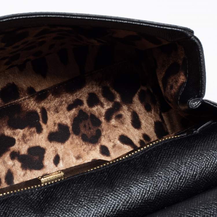 Pre Owned Dolce & Gabbana Black Leather Medium Miss Sicily Top Handle Bag
