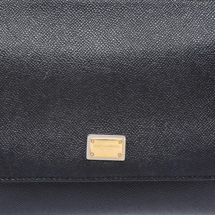 Pre Owned Dolce & Gabbana Black Leather Medium Miss Sicily Top Handle Bag