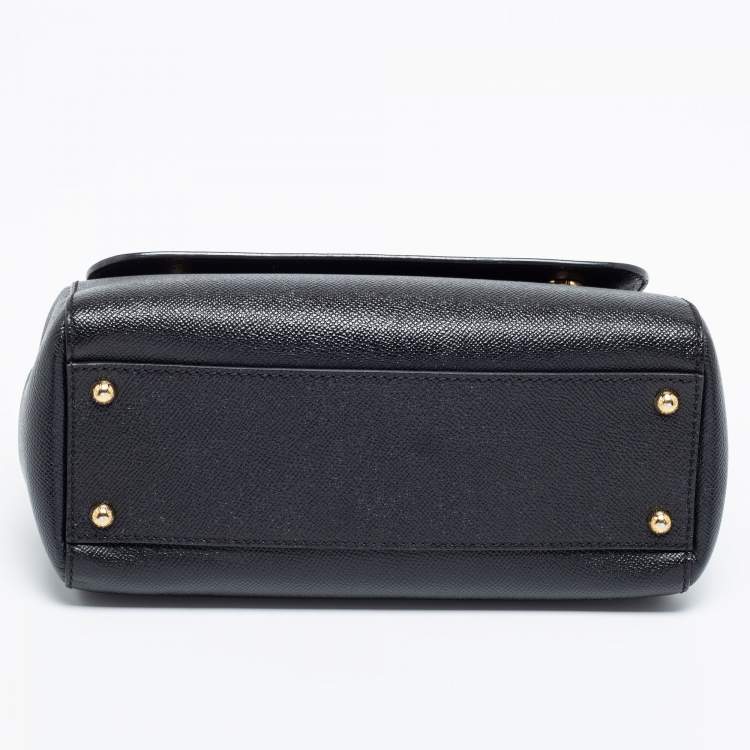 Pre Owned Dolce & Gabbana Black Leather Medium Miss Sicily Top Handle Bag