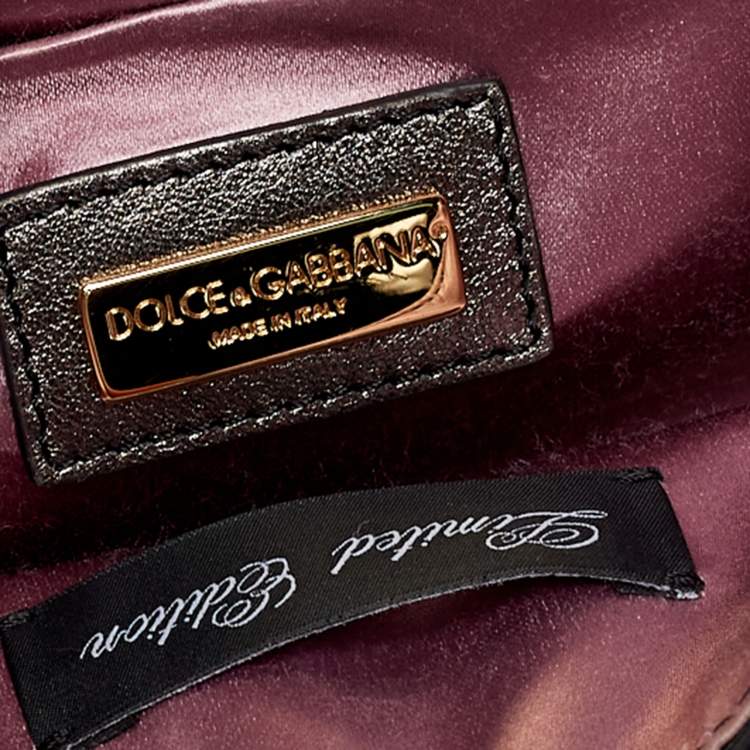 Pre Owned Dolce & Gabbana Black/Green Crocodile and Python Limited Edition Small Miss Sicily Top Handle Bag