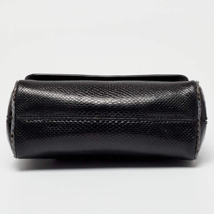 Pre Owned Dolce & Gabbana Black/Green Crocodile and Python Limited Edition Small Miss Sicily Top Handle Bag