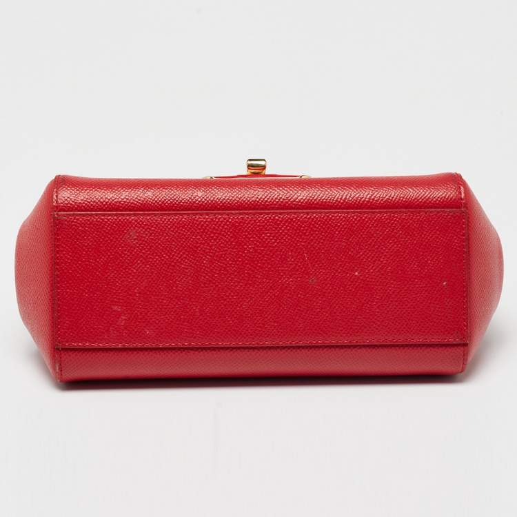 Pre Owned Dolce & Gabbana Red Leather Small Miss Sicily Top Handle Bag
