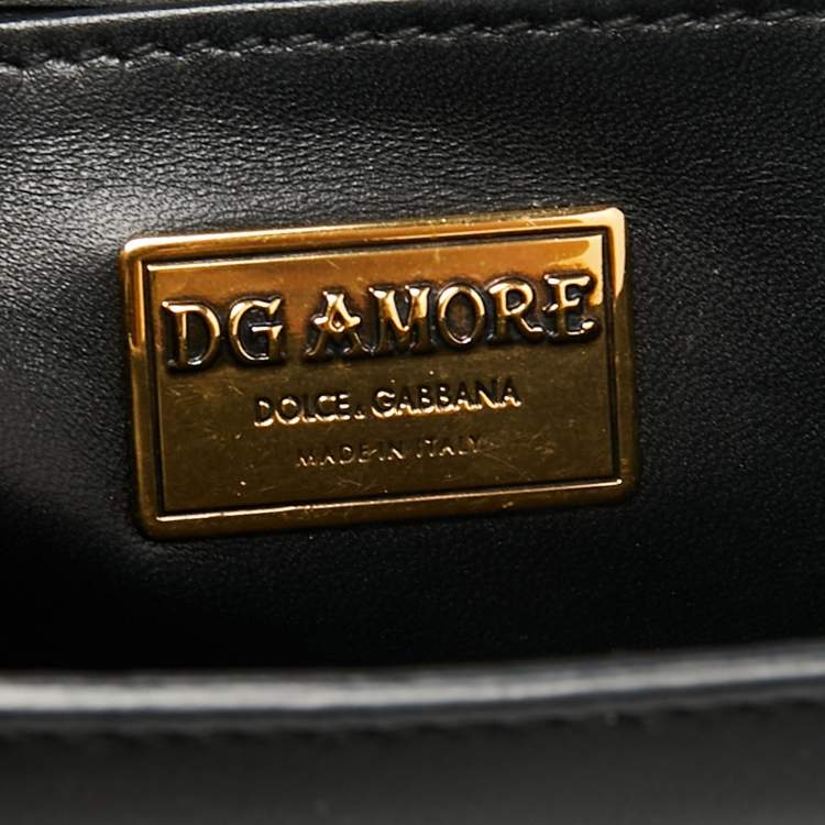 Pre Owned Dolce & Gabbana Black Leather DG Amore Chain Shoulder Bag