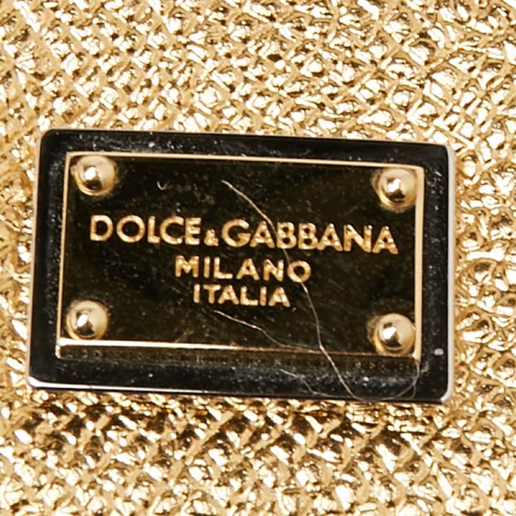 Pre Owned Dolce & Gabbana Metallic Gold Leather Miss Sicily Von Wallet on Chain
