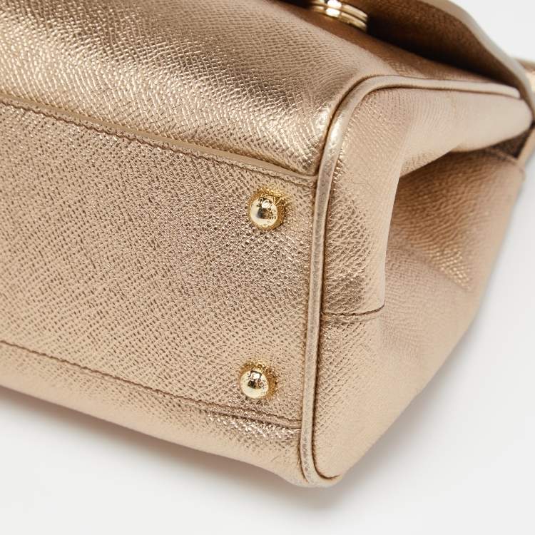 Dolce & Gabbana Metallic Gold Leather Medium Miss Sicily Top Handle Bag