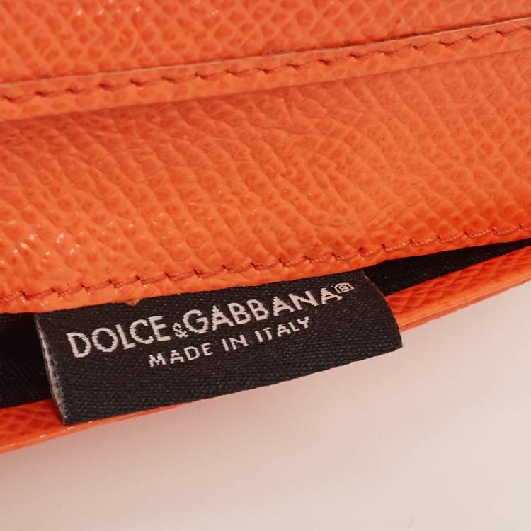 مملوكة مسبقًا Dolce & Gabbana Orange Leather Trifold Compact Wallet