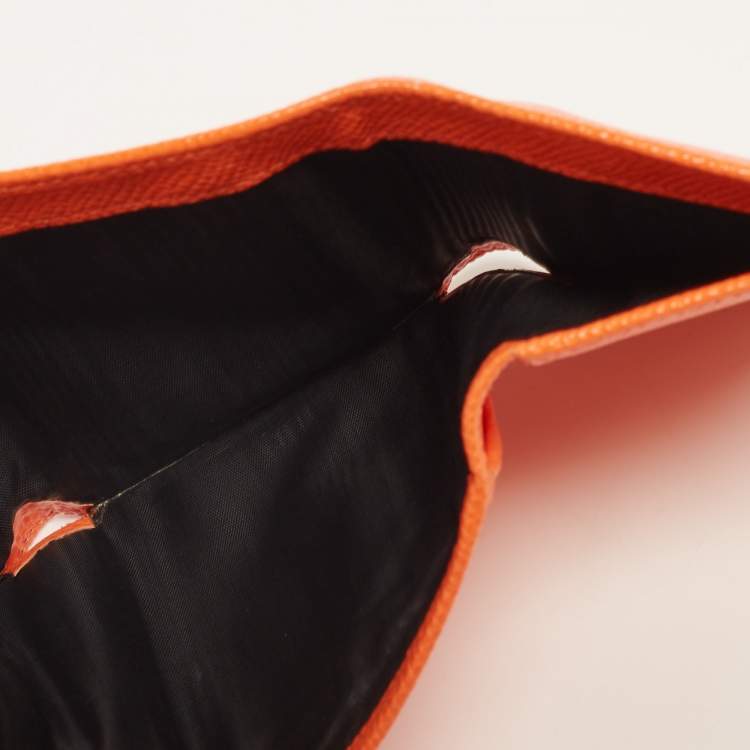 مملوكة مسبقًا Dolce & Gabbana Orange Leather Trifold Compact Wallet