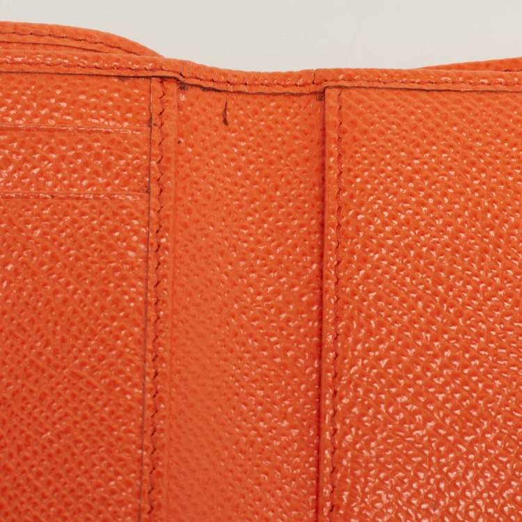 مملوكة مسبقًا Dolce & Gabbana Orange Leather Trifold Compact Wallet