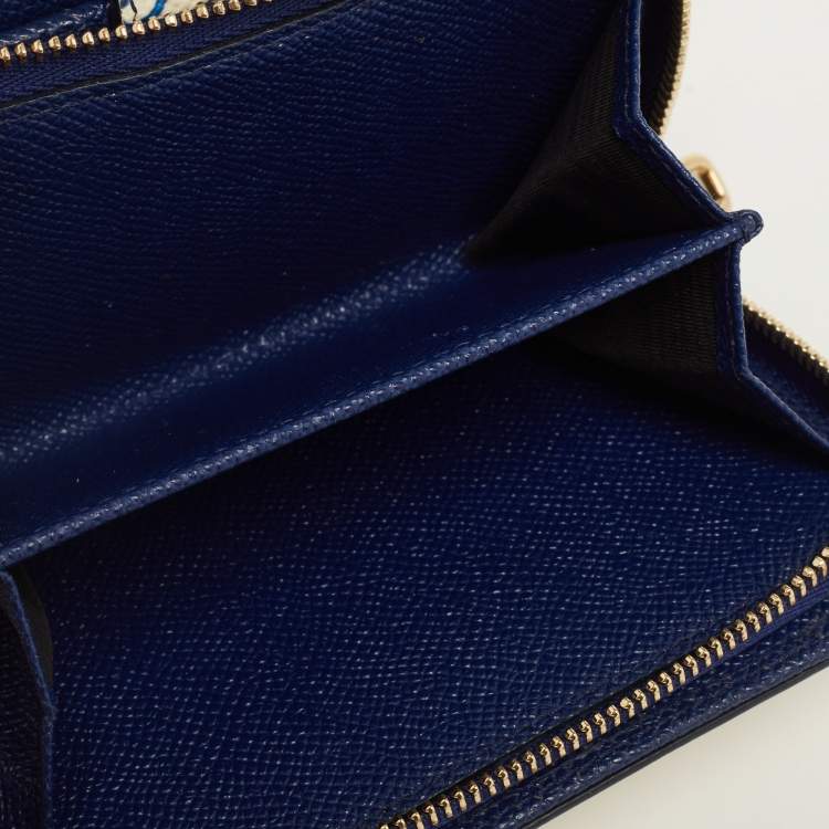 مملوكة مسبقًا Dolce & Gabbana Multicolor Majolica Print Leather French Wallet