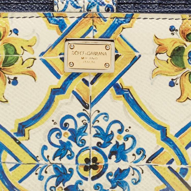 مملوكة مسبقًا Dolce & Gabbana Multicolor Majolica Print Leather French Wallet