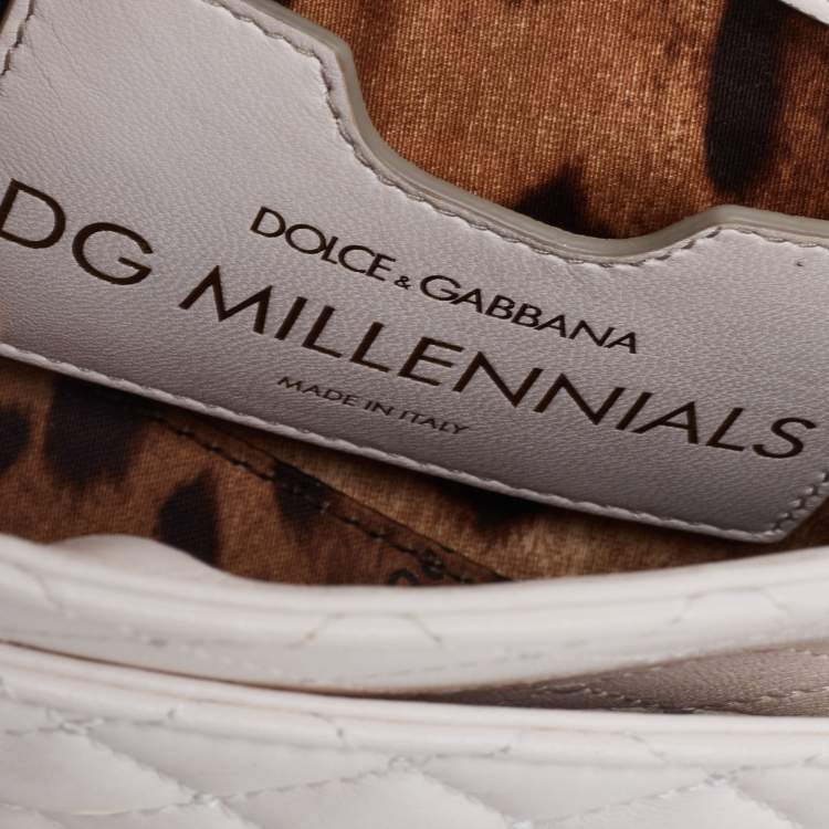 مملوكة مسبقًا Dolce & Gabbana White Quilted Leather Small DG Millennials Shoulder Bag