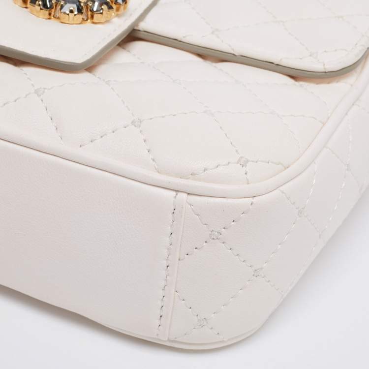 مملوكة مسبقًا Dolce & Gabbana White Quilted Leather Small DG Millennials Shoulder Bag