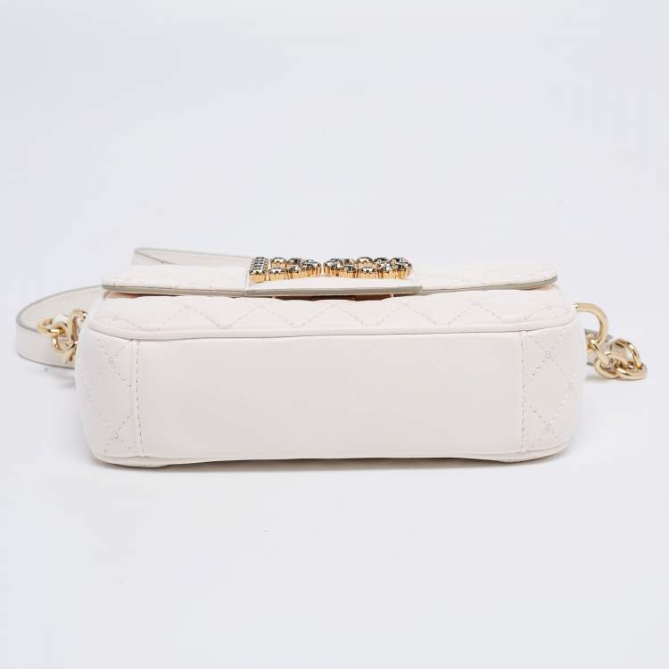 مملوكة مسبقًا Dolce & Gabbana White Quilted Leather Small DG Millennials Shoulder Bag