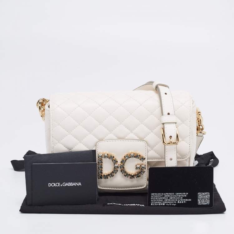 مملوكة مسبقًا Dolce & Gabbana White Quilted Leather Small DG Millennials Shoulder Bag