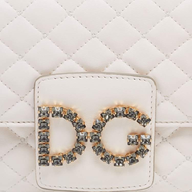 مملوكة مسبقًا Dolce & Gabbana White Quilted Leather Small DG Millennials Shoulder Bag
