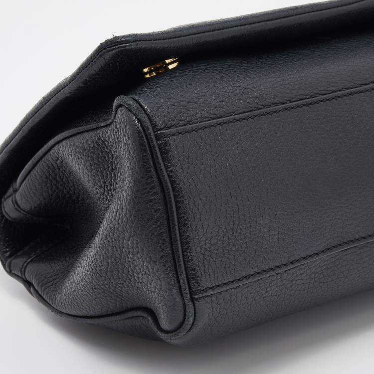 Pre Owned Dolce & Gabbana Black Leather Miss Sicily Chain Top Handle Bag
