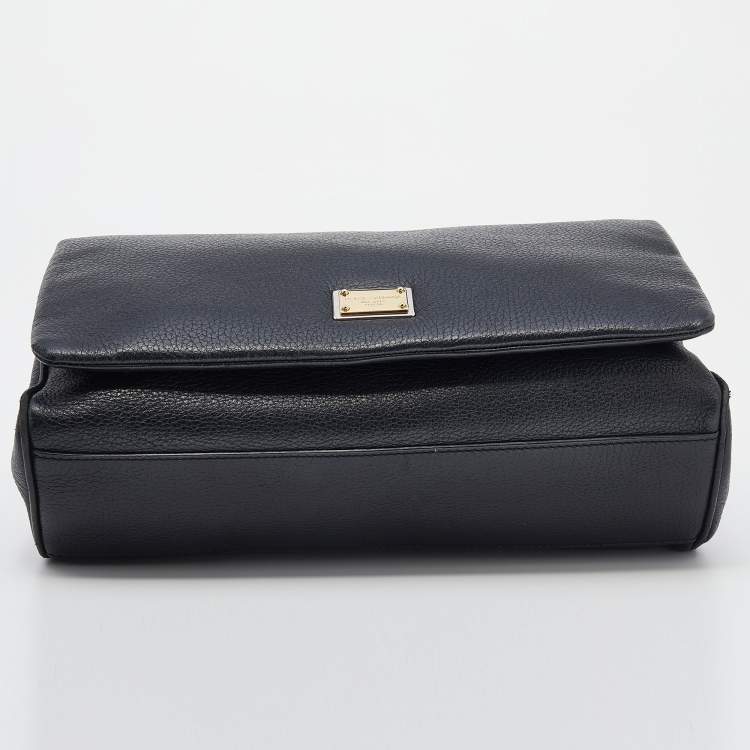 Pre Owned Dolce & Gabbana Black Leather Miss Sicily Chain Top Handle Bag
