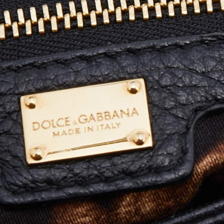 Pre Owned Dolce & Gabbana Black Leather Miss Sicily Chain Top Handle Bag