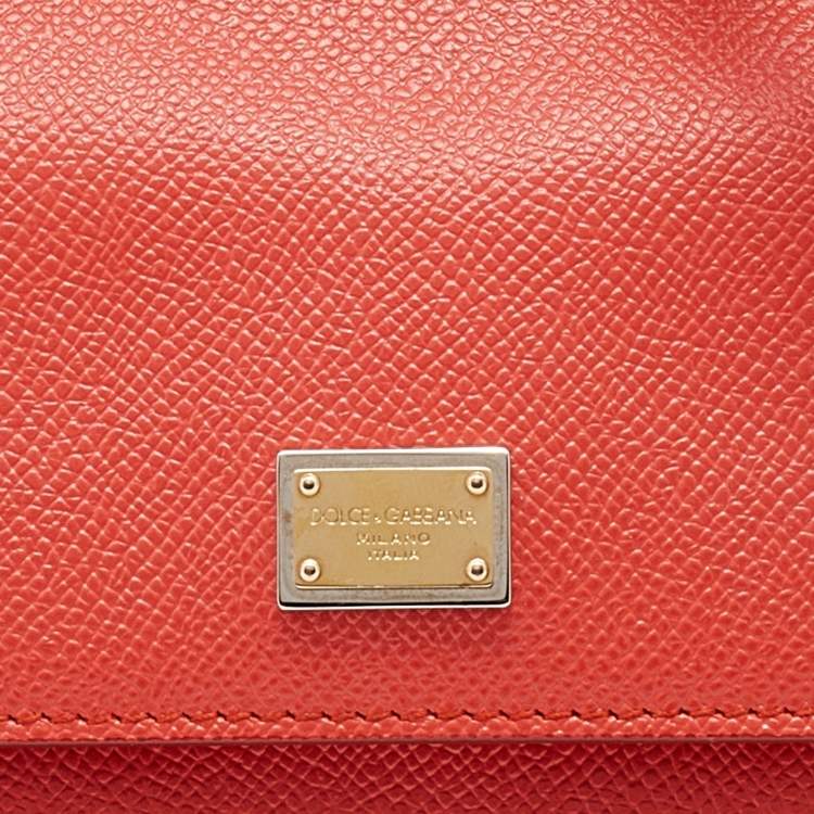 Pre Owned Dolce & Gabbana Orange Leather Micro Miss Sicily Top Handle Bag