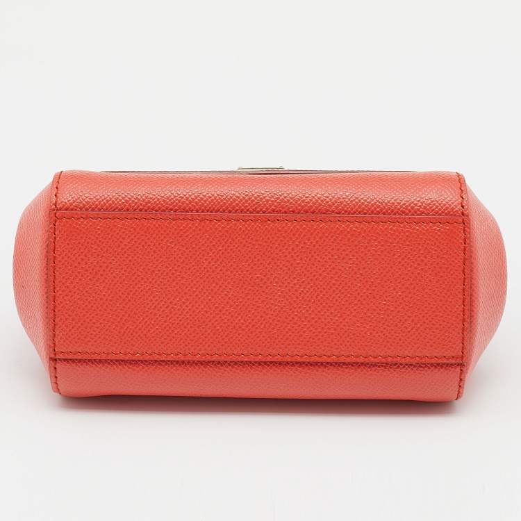 Pre Owned Dolce & Gabbana Orange Leather Micro Miss Sicily Top Handle Bag