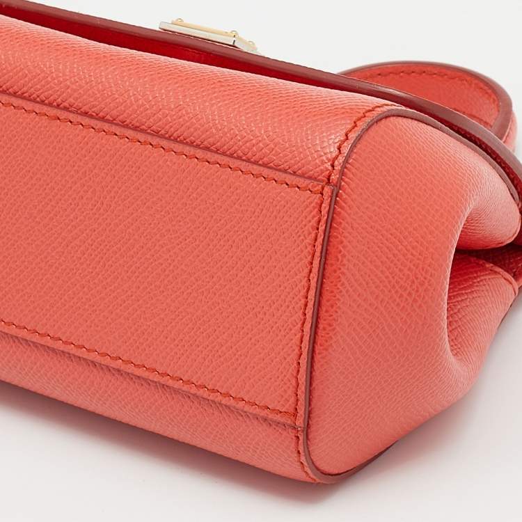 Pre Owned Dolce & Gabbana Orange Leather Micro Miss Sicily Top Handle Bag