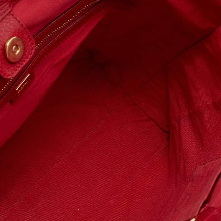 Pre Owned Dolce & Gabbana Red Leather Shopper Tote