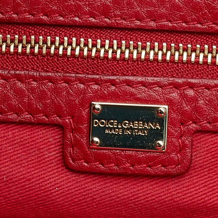 Pre Owned Dolce & Gabbana Red Leather Shopper Tote