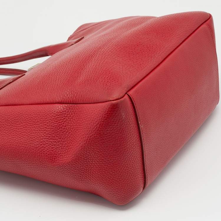 Pre Owned Dolce & Gabbana Red Leather Shopper Tote