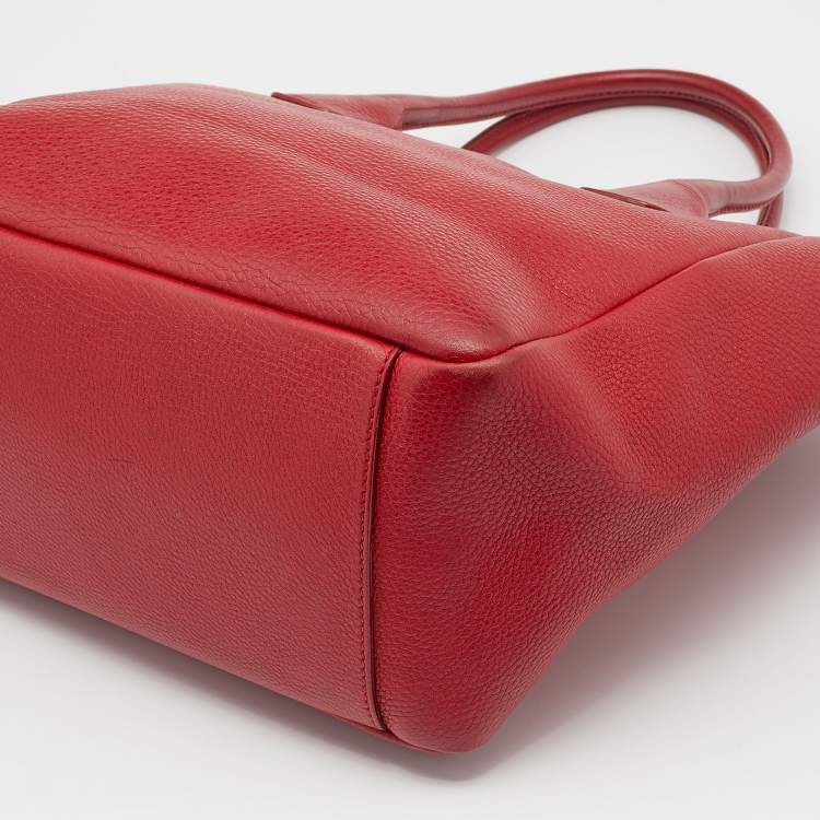 Pre Owned Dolce & Gabbana Red Leather Shopper Tote