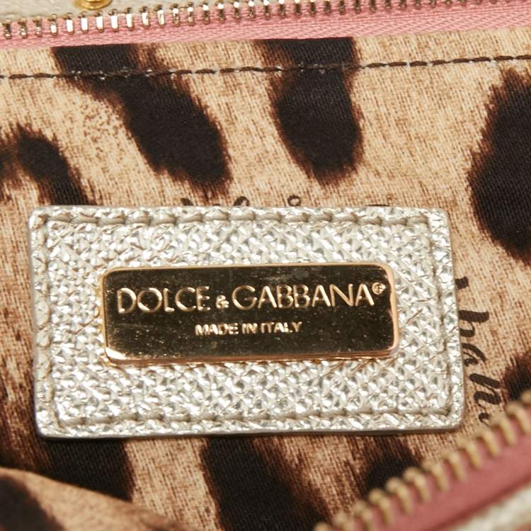 Pre Owned Dolce & Gabbana Pink & Gold Brocade Fabric Clutch 