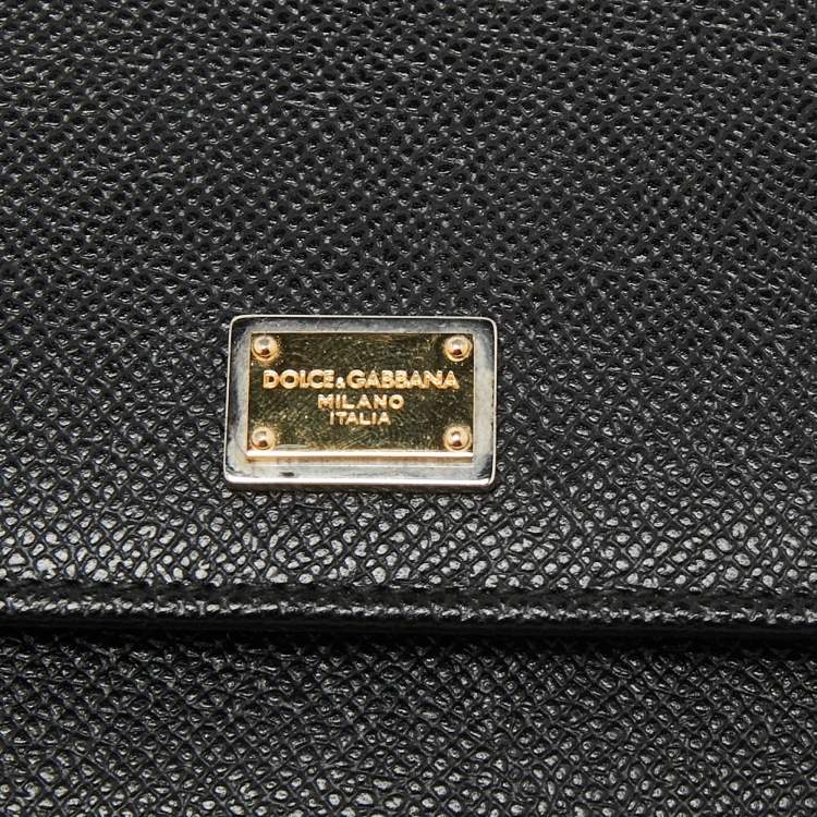 Pre Owned Dolce & Gabbana Black Leather Flap Chain Clutch