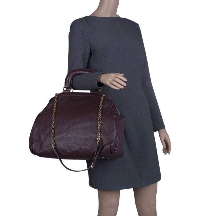 Pre Owned Dolce & Gabbana Choco Brown Leather Key Zipper Top Handle Bag